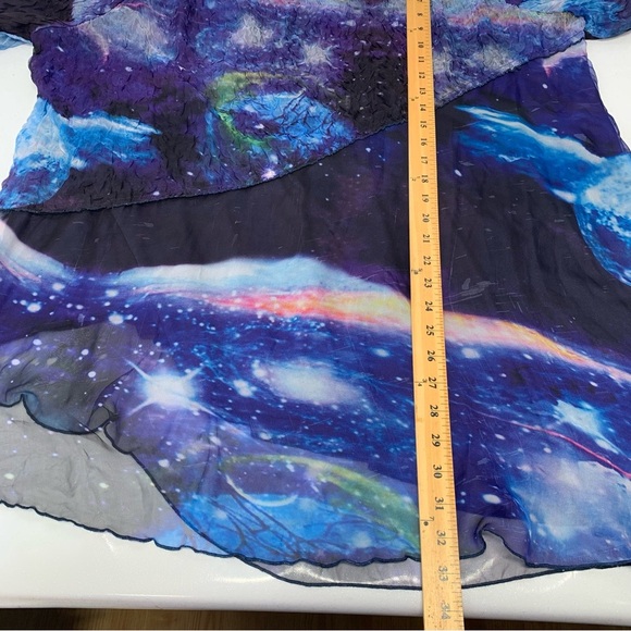 Jerry T Bouse Top Woman 3X  Purple Celestial Print Sheer Lined Flare Sleeve Boho - Picture 9 of 9